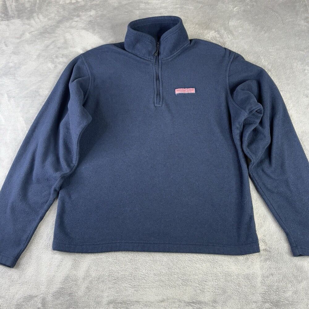 Vineyard Vines Marthas Vineyard 1/4 Zip Adult Small Fleece Logo Blue‎ Sweatshirt